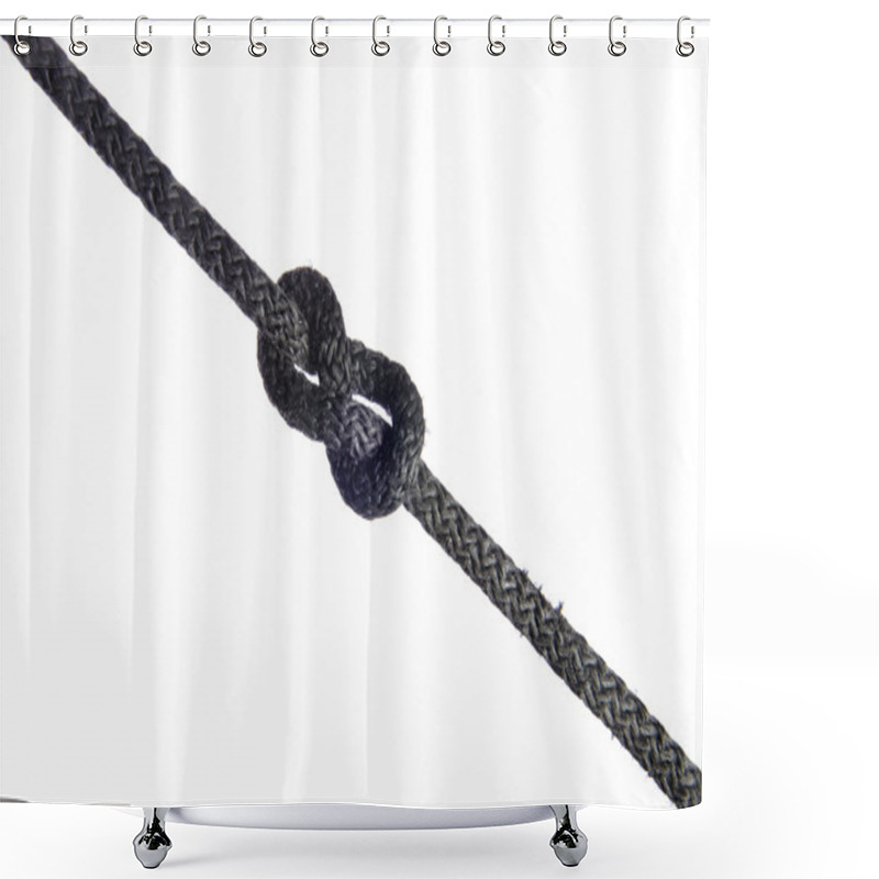 Personality  Capstan Knot Made Of Black Rope On A White Background Shower Curtains