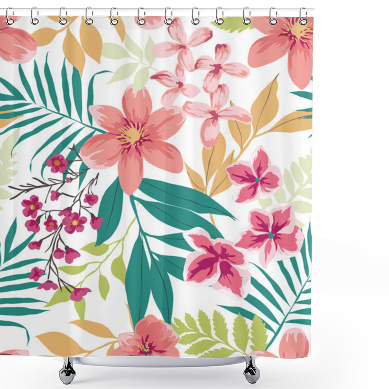 Personality  Seamless Tropical Flower ,plant Vector Pattern Background Shower Curtains