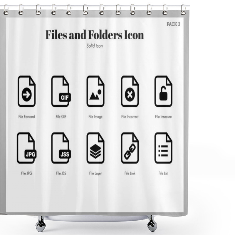 Personality  Files And Folders Icons Solid Pack Shower Curtains