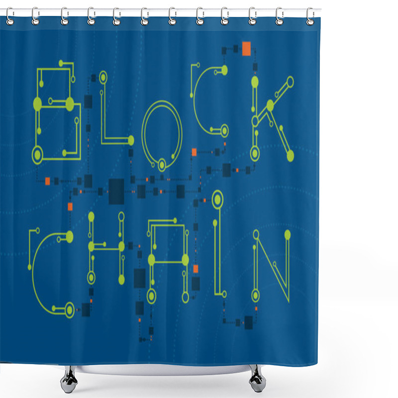 Personality  Blockchain Concept With Digital And Electronics Font Style. Shower Curtains