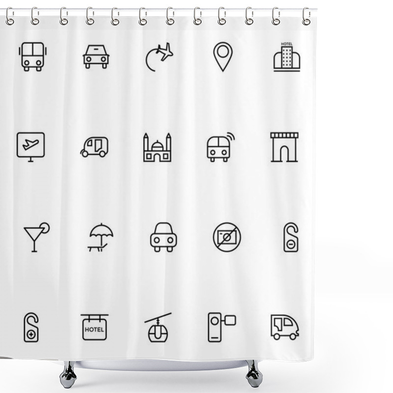 Personality  Tourism Line Vector Icons 1 Shower Curtains