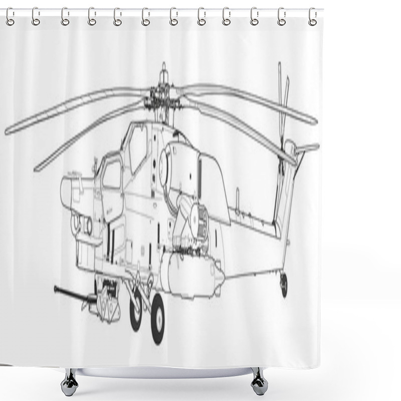 Personality  Mi 28 Havoc Military Attack Combat Helicopter Shower Curtains