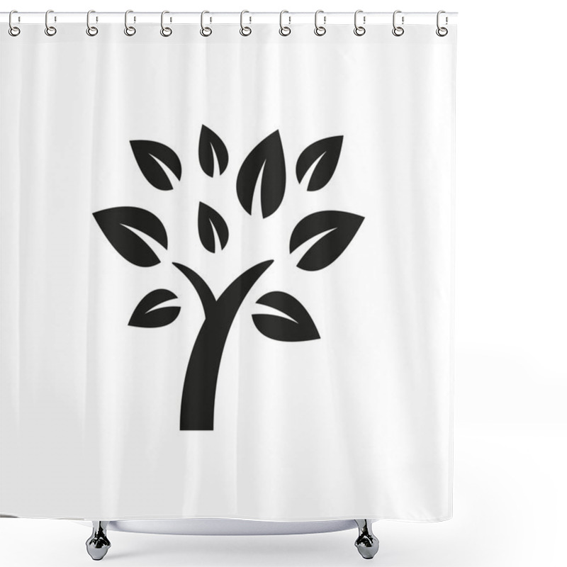 Personality  Simple Minimal Black Tree Icon Symbol Style Design Shower Curtains