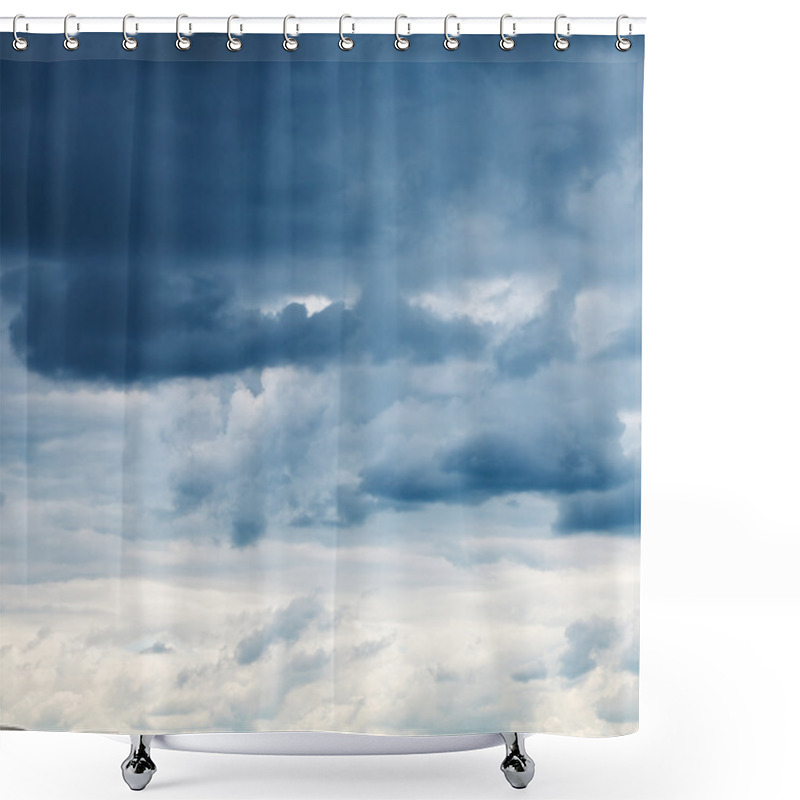 Personality  Dark Blue Rainy Clouds In Overcast Sky Shower Curtains