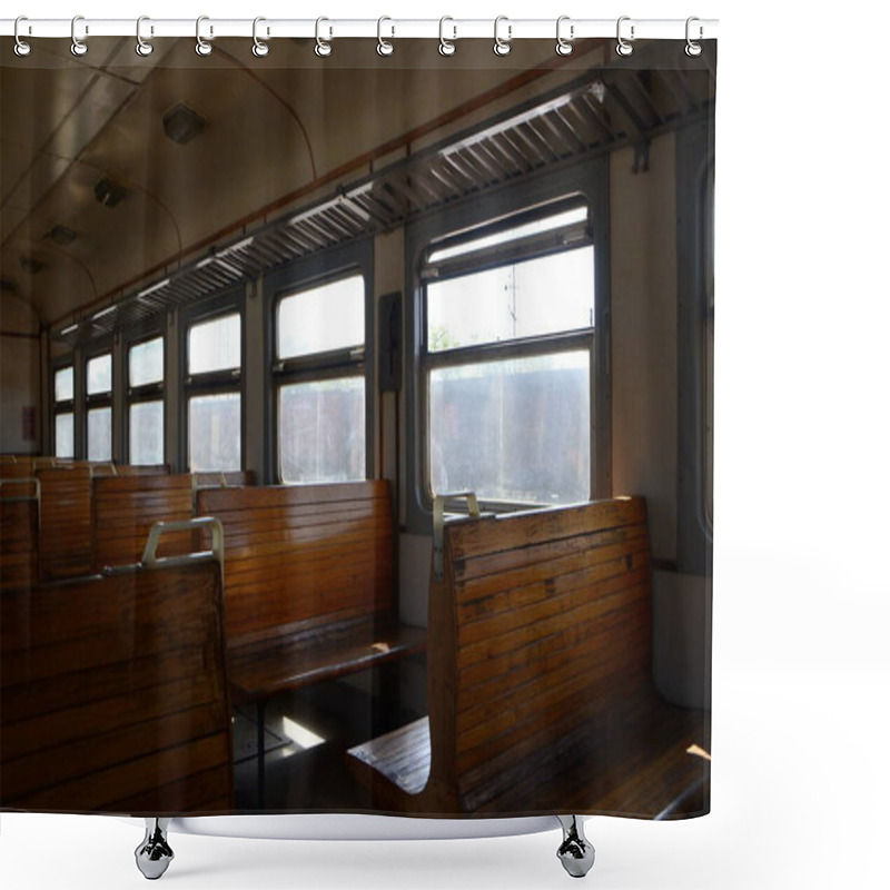 Personality  Interior Of An Empty Old Passenger Railway Wagon Shower Curtains