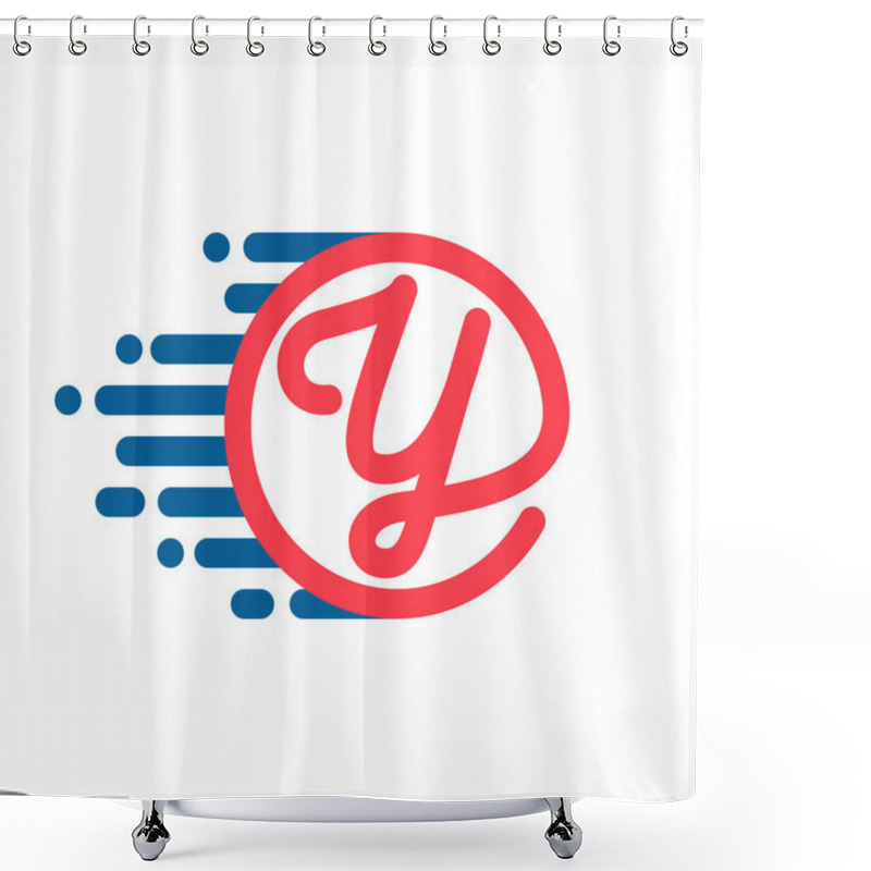 Personality  Y Letter Logo In Circle With Speed Line. Shower Curtains