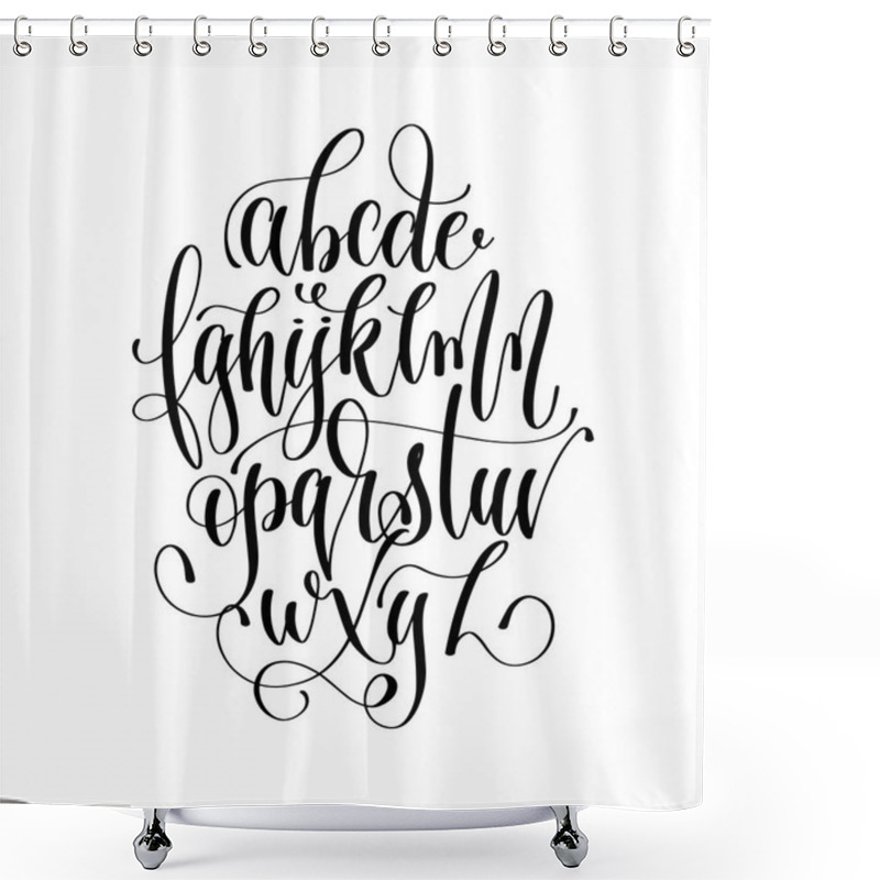 Personality  Black And White Hand Lettering Alphabet Design Shower Curtains