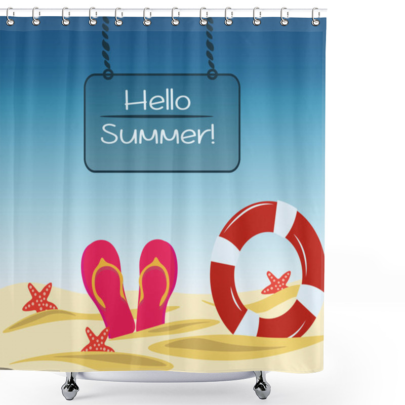 Personality  Vector Hello Summer Card Shower Curtains