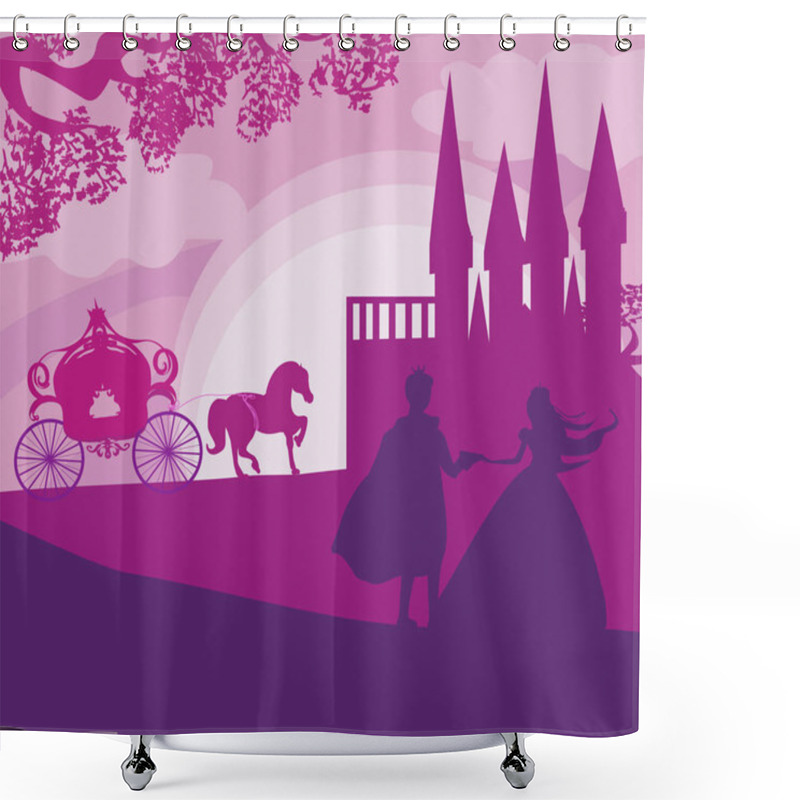 Personality  Castle And Princess With Prince Shower Curtains