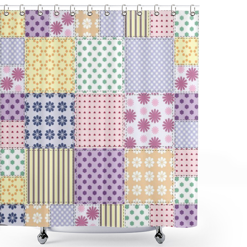 Personality  Patchwork Background With Different Patterns Shower Curtains