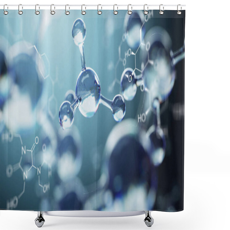 Personality  3d Illustration Of Molecule Model. Science Background With Molecules And Atoms Shower Curtains