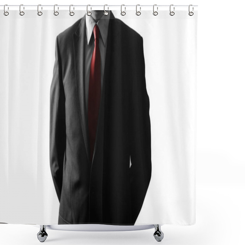 Personality  Anonymous Businessman Standing Isolated On White Background Shower Curtains