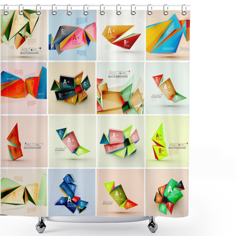 Personality  Set Of Triangle Geometric 3d Forms. Shower Curtains