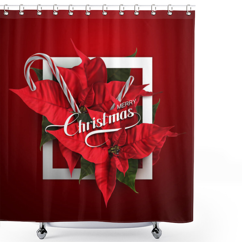 Personality  Merry Christmas. Vector Holiday Illustration Shower Curtains