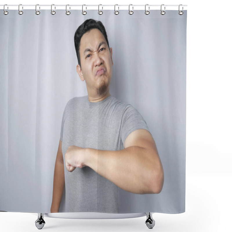 Personality  Angry Asian Man Pointing Himself Proudly Shower Curtains