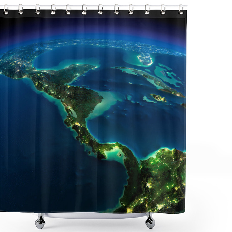 Personality  Night Earth. The Countries Of Central America Shower Curtains