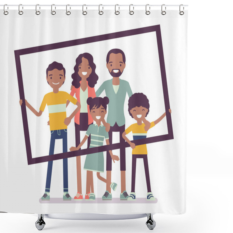 Personality  Happy Black Family Portrait Shower Curtains