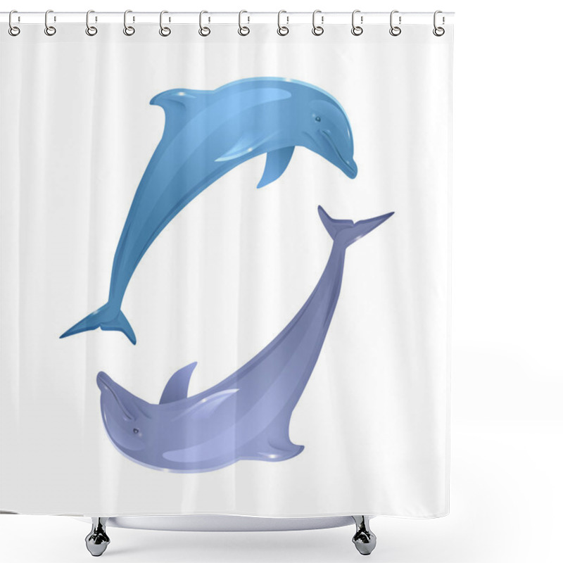 Personality  Couple Of Playing Dolphins Shower Curtains