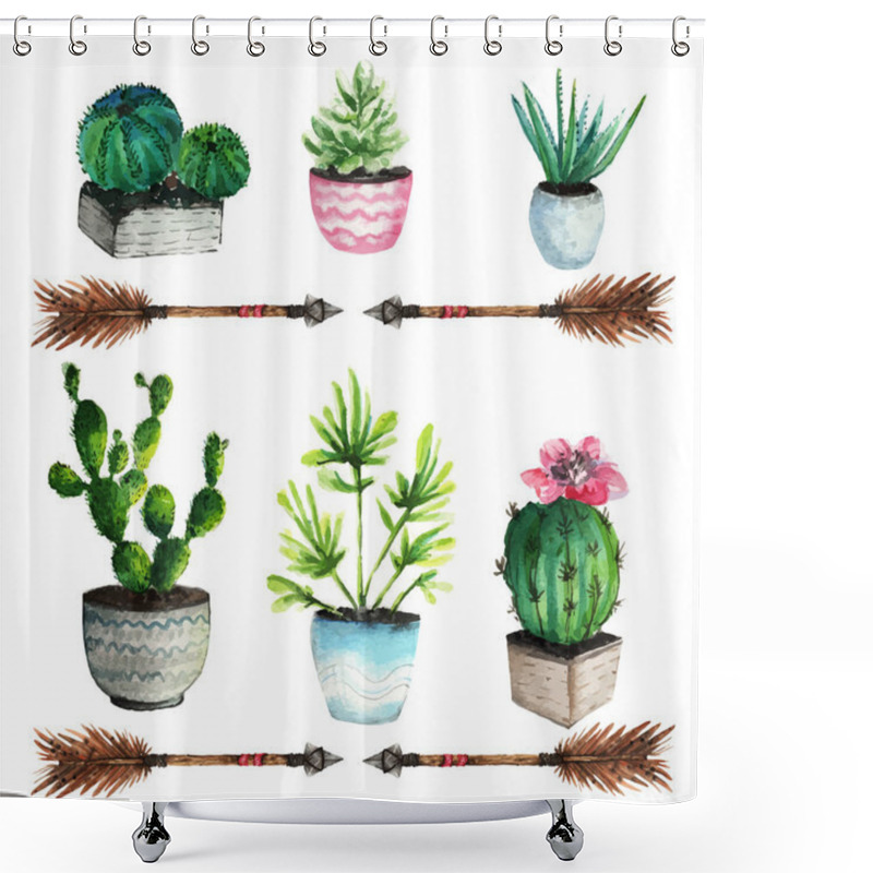 Personality   Illustration. Beautiful Cactuses Shower Curtains