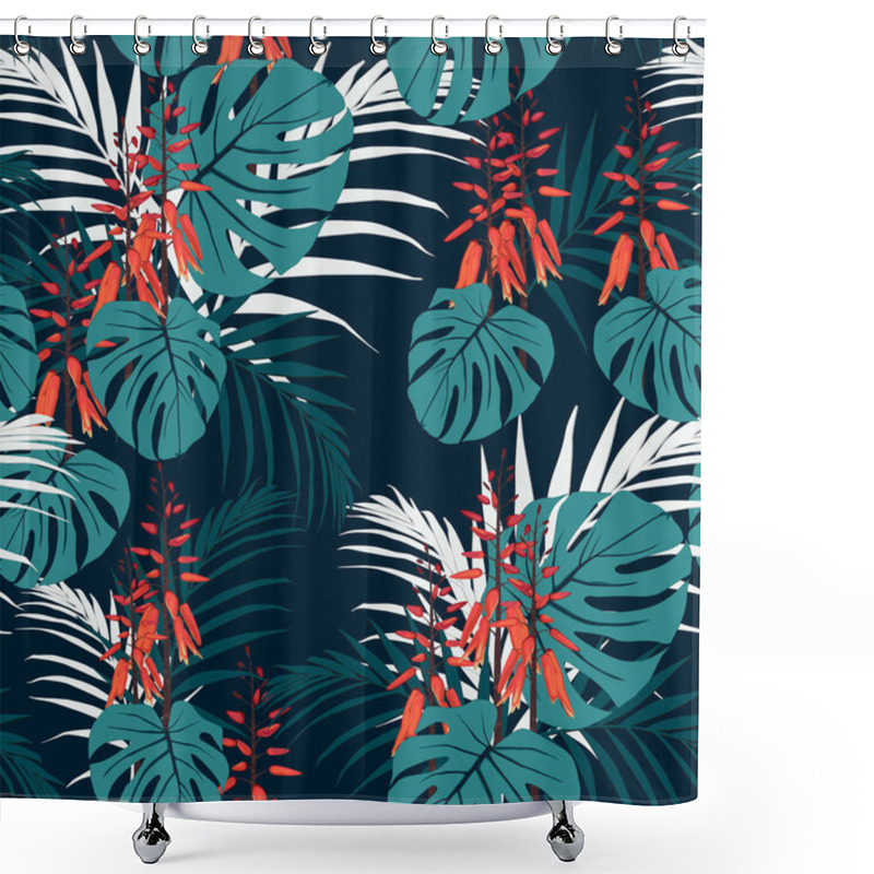 Personality  Vector Illustration Of Tropical Floral Pattern Background Shower Curtains