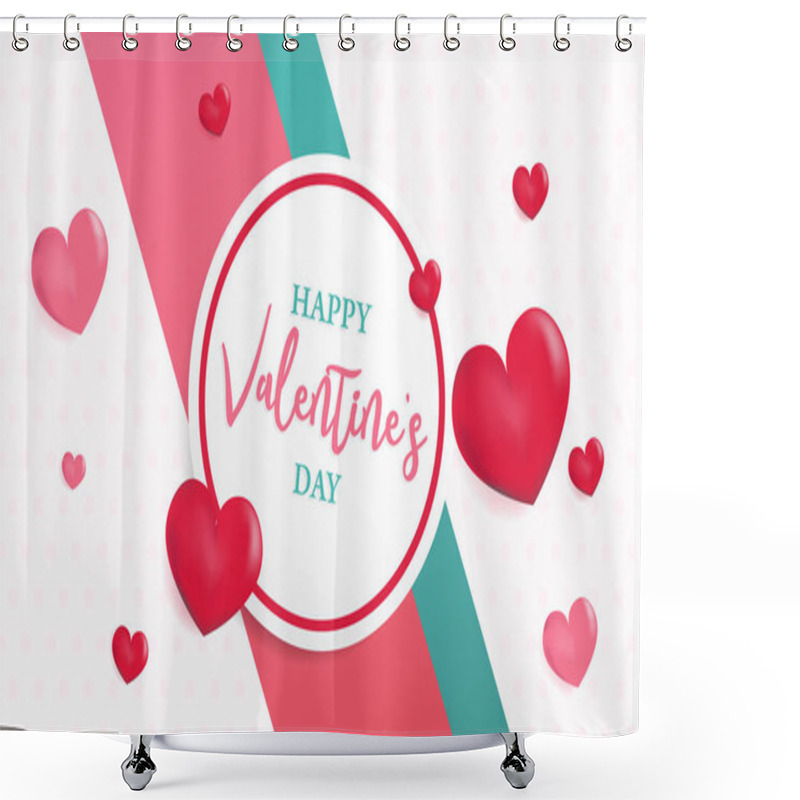 Personality  Valentines Day Background With Balloons Heart Sale Banner.Valentines Day Invitation Brochure Flyer, Leaflet, Wallpaper With Pink And Heart Theme Shower Curtains