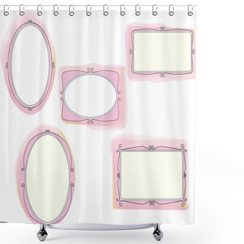 Personality  Hand-Drawn Frames And Labels Shower Curtains