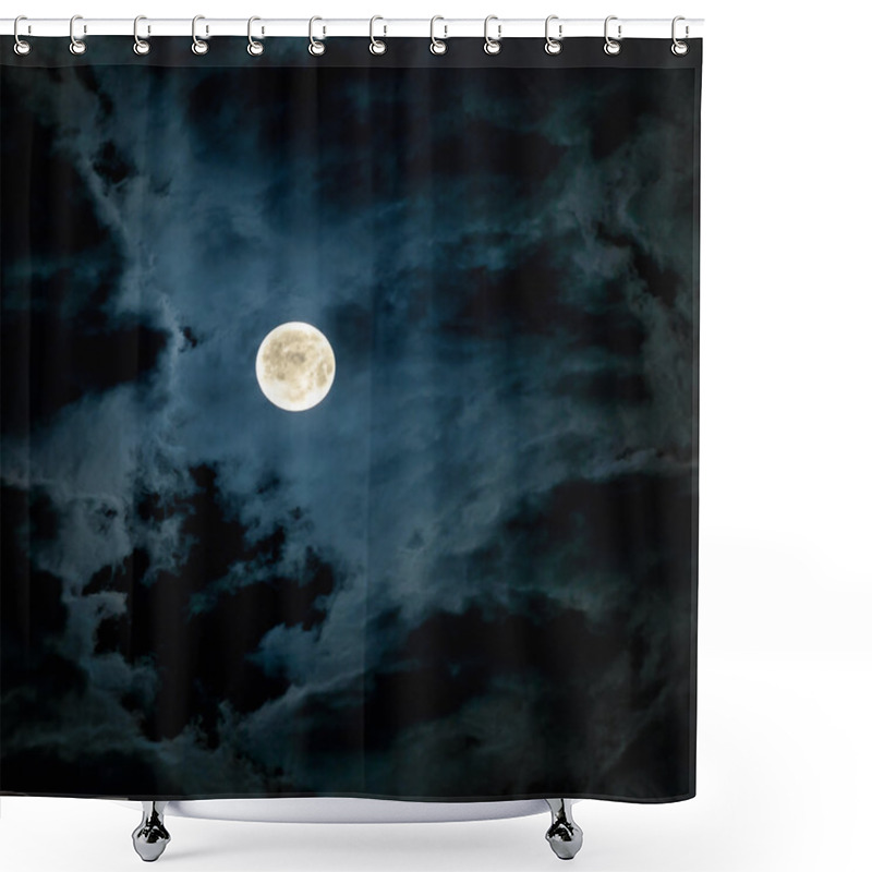 Personality  Mysterious Night Sky With Full Moon Shower Curtains