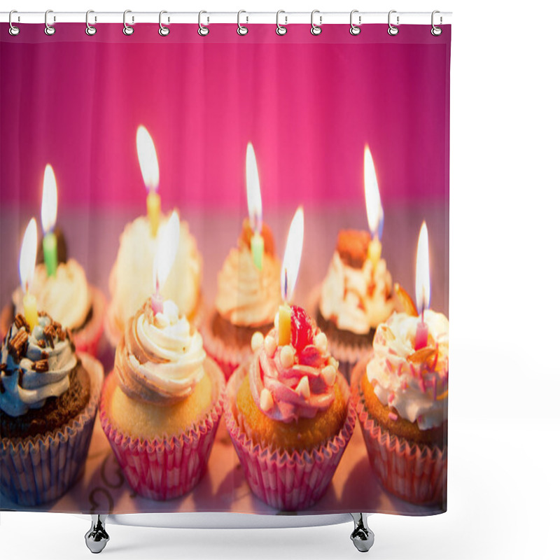 Personality  Birthday Cupcakes With Candles Shower Curtains