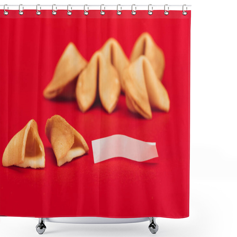 Personality  Traditional Chinese Fortune Cookies On Red Surface, Chinese New Year Concept Shower Curtains