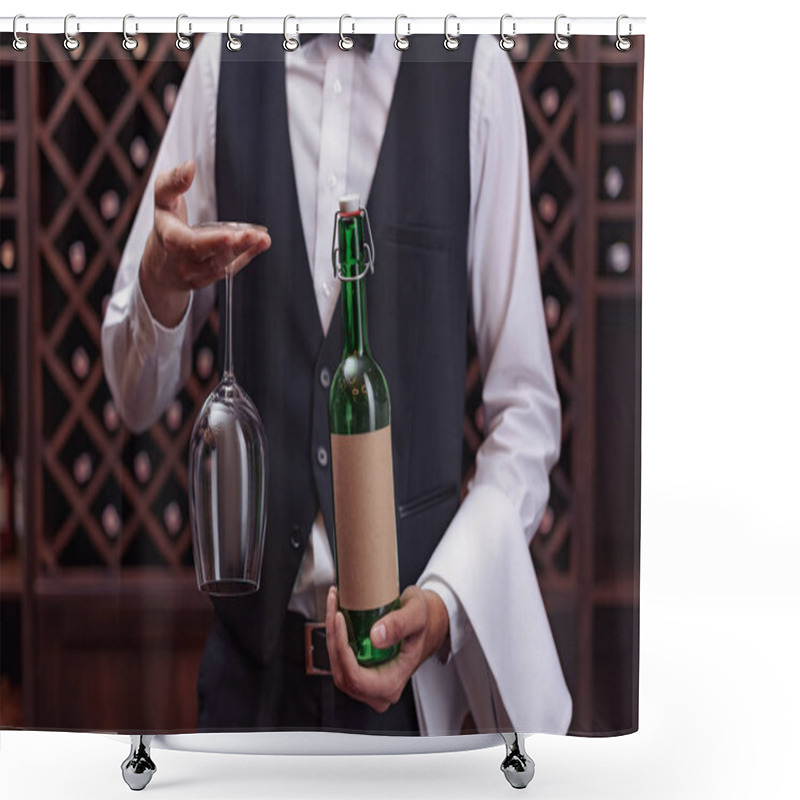 Personality  Sommelier With Wine And Glass Shower Curtains