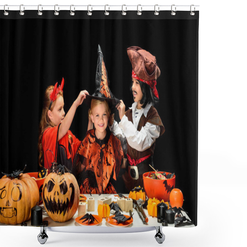 Personality  Children In Halloween Costumes With Sweets Shower Curtains