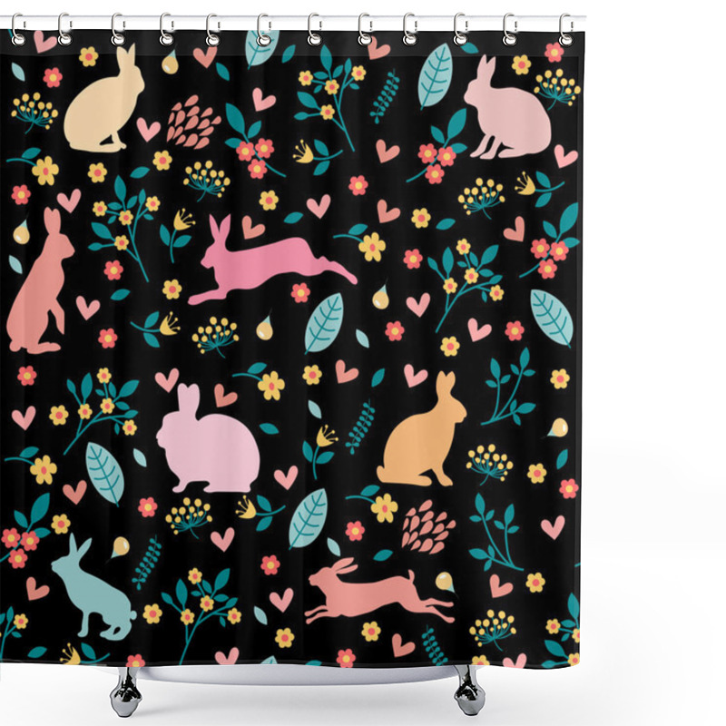 Personality  Rabbits In Hearts And Flowers. Shower Curtains