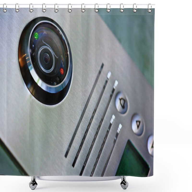 Personality  Video Intercom In The Entry Of A House Shower Curtains