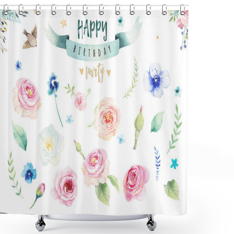 Personality  Illustration With Leaves, Branches, Flowers  Shower Curtains