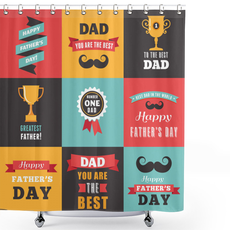 Personality  Happy Fathers Day Greeting Cards Set Shower Curtains