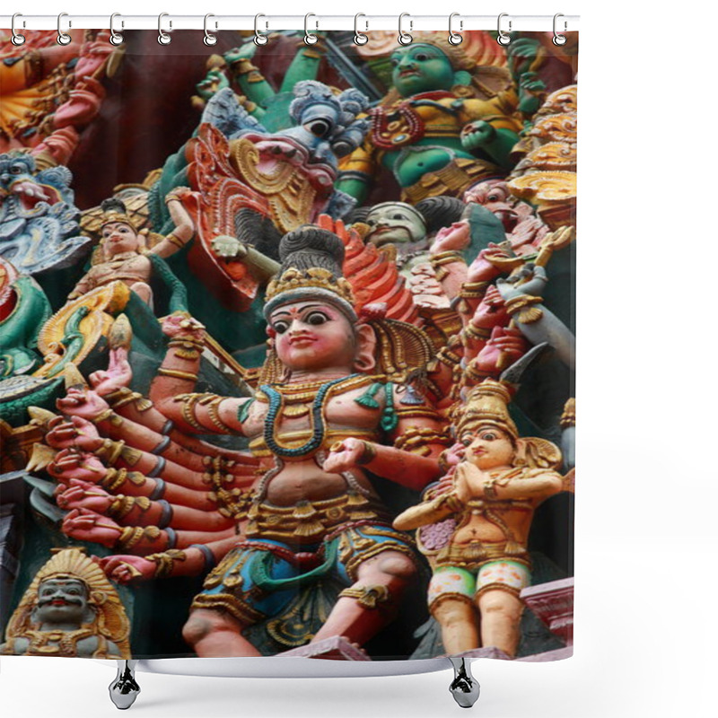 Personality  Kali Image. Sculptures On Hindu Temple Gopura (tower). Menakshi Temple, Madurai, Tamil Nadu, India Shower Curtains