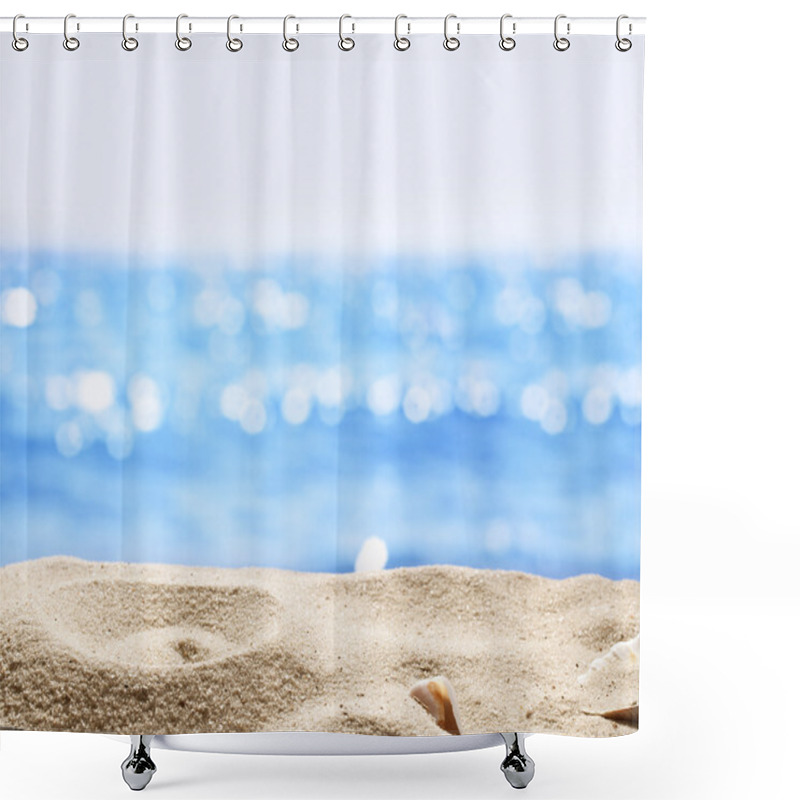 Personality  Sand With Blurred Sea Background. Shower Curtains