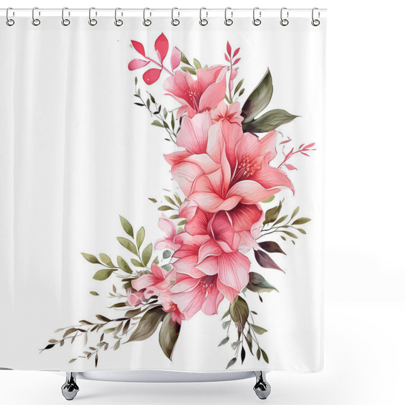 Personality  Beautiful Romantic Flowers. Flowers Decoration On A White Background. Flower With Leaves. Vector Illustration. Shower Curtains