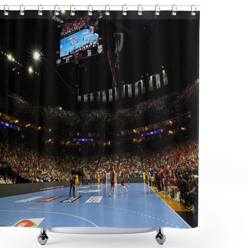 Personality  COLOGNE, GERMANY - 9 JUNE, 2024: The Final Match Of TruckScout24 EHF FINAL4 Aalborg Handbold Vs Barca At Lanxess Arena Shower Curtains