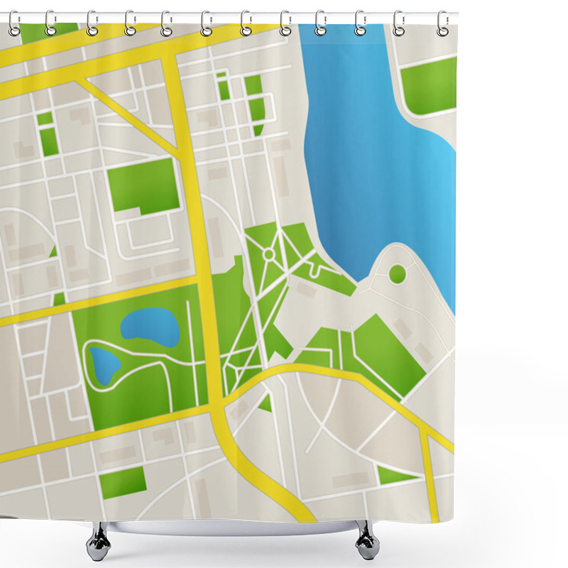 Personality  Vector Cbstract City Map And River Shower Curtains