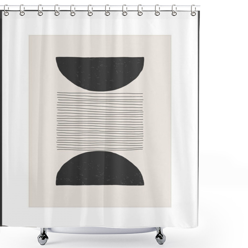 Personality  Trendy Abstract Creative Minimalist Artistic Hand Drawn Composition Shower Curtains