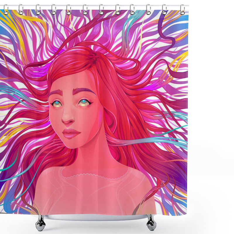 Personality  Aesthetic Ecstatic, Portrait Of A Beautiful Woman.  Shower Curtains