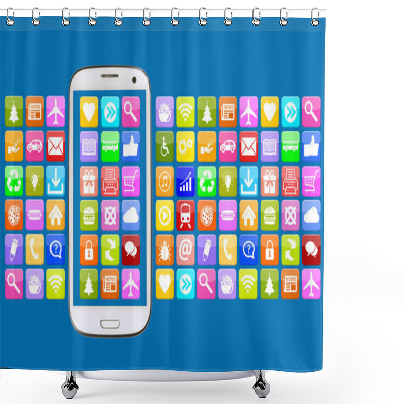 Personality  Smart Phone With Application Apps App For Internet Communication Shower Curtains