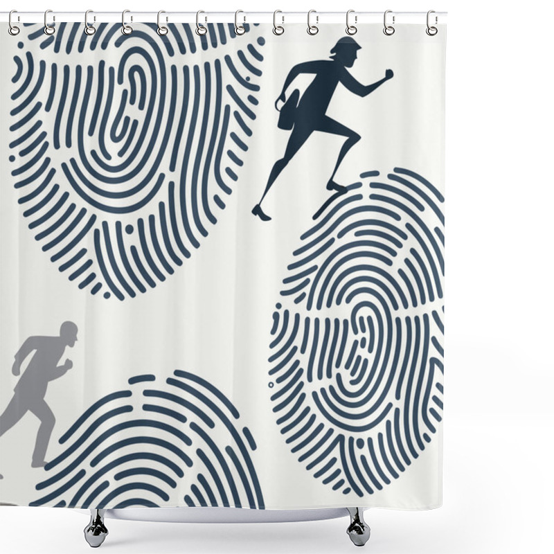 Personality  A Seamless Vector Design Featuring Fingerprint Scans As Repeating Patterns, Symbolizing Biometric Security And Modern Technology. Shower Curtains