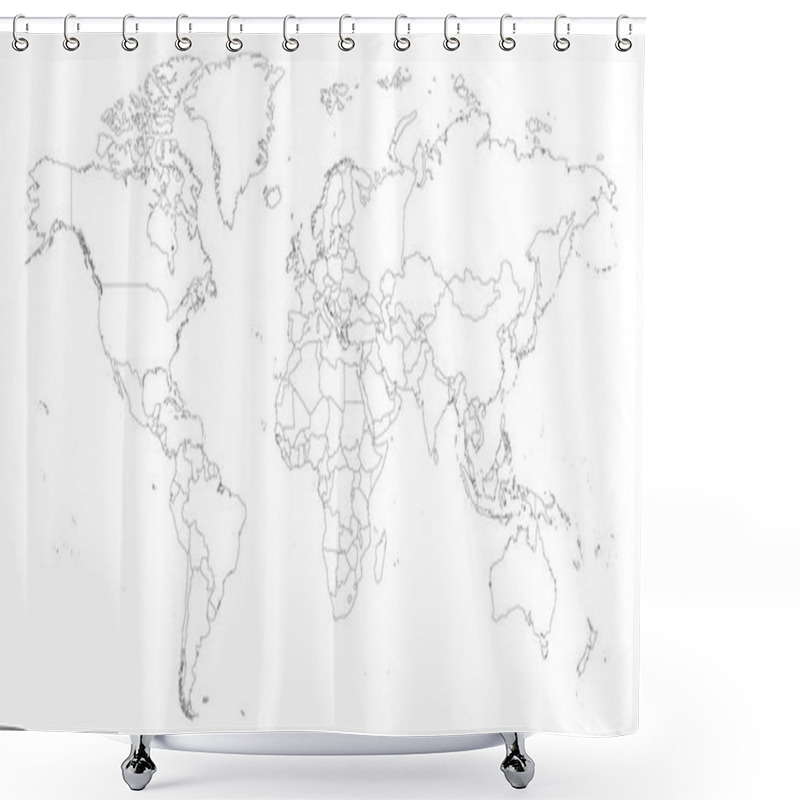 Personality  Blank Outline Map Of World. Worksheet For Geography Teachers Usable As Geographical Test In School Lessons Shower Curtains