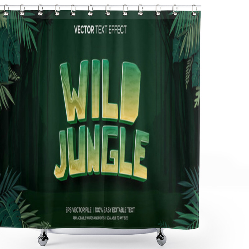 Personality  Wild Jungle Adventure Cartoon Style Editable Text Effect Shower Curtains