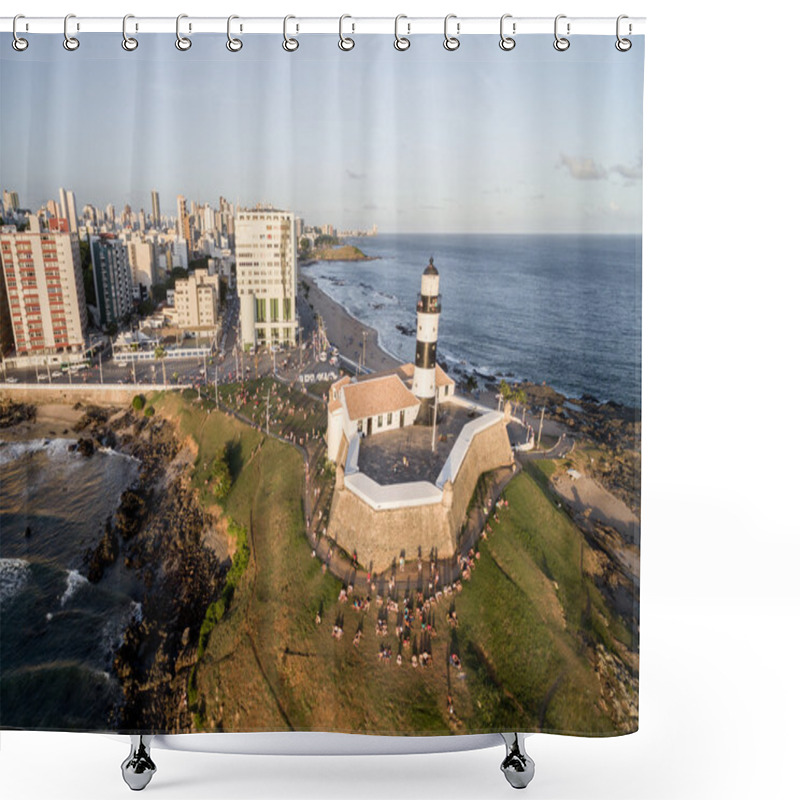 Personality  Barra Lighthouse And Salvador Cityscape Shower Curtains