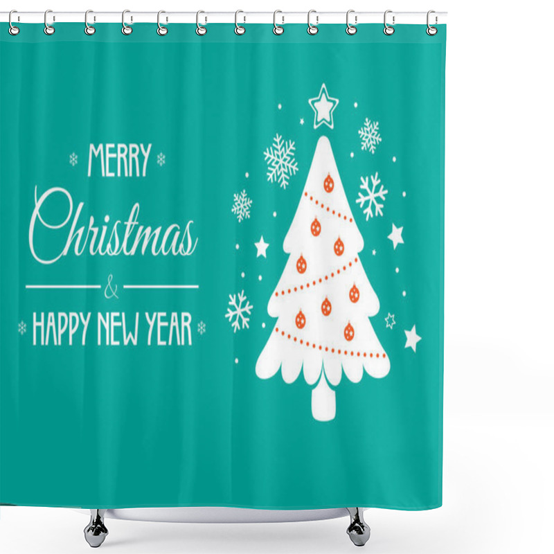 Personality  Christmas Background With Christmas Tree, Vector Illustration. Shower Curtains