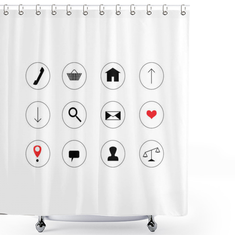 Personality  Vector Icons In Circles On White Background Shower Curtains