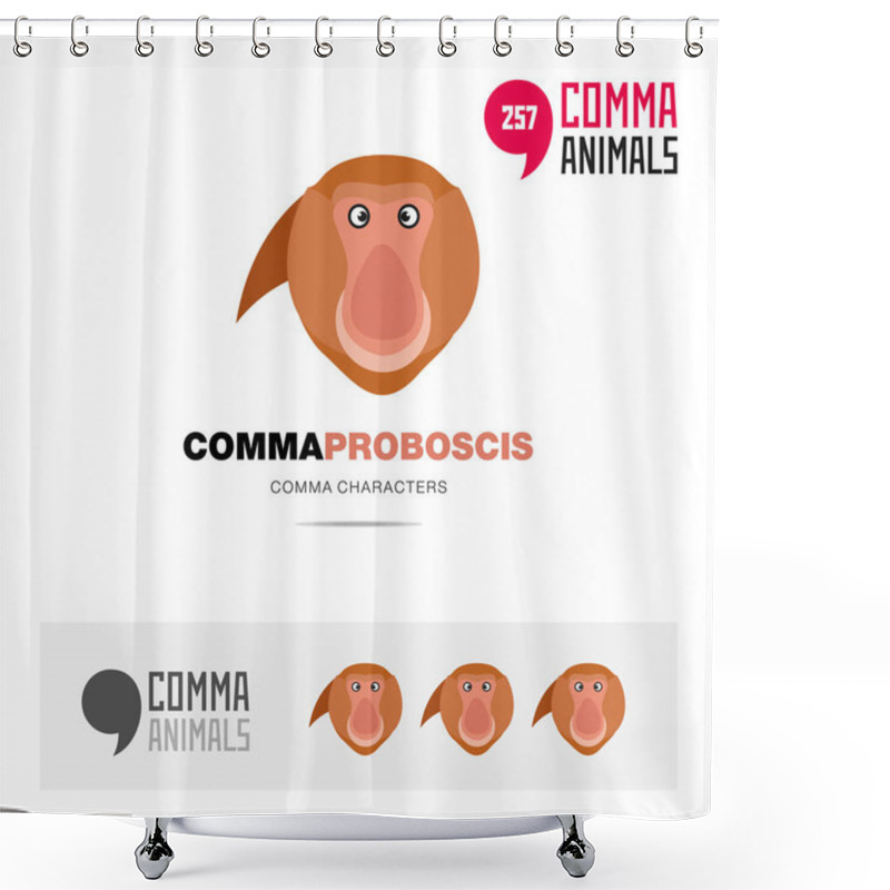 Personality  Proboscis Monkey Concept Icon Set And Modern Brand Identity Logo Template And App Symbol Based On Comma Sign Shower Curtains